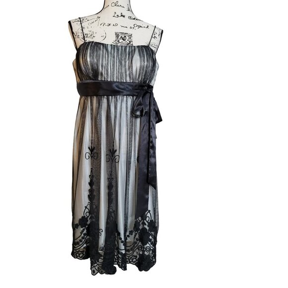 NWT S.L. Fashions Mesh Lace Border Cocktail Dress - Size 12 - Picture 1 of 15